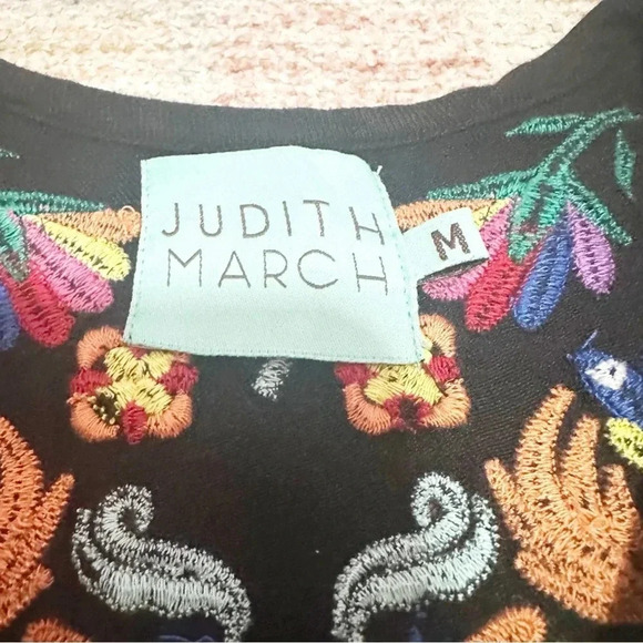 Womens Judith March Embroidered Mini Dress Long Sleeve Black M - Picture 9 of 14